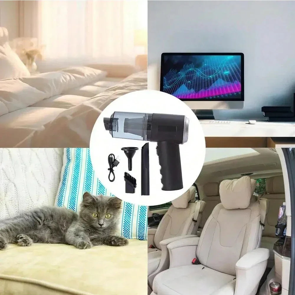 1Pc Wireless Vacuum Cleaner Dual Use for Home and Car 120W High Power Powerful Vacuum Cleaner Black