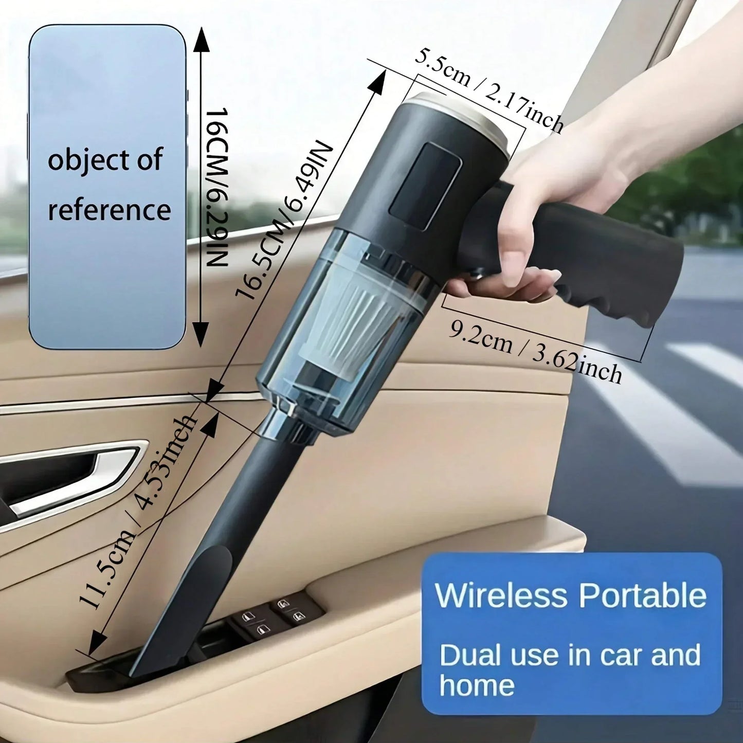 1Pc Wireless Vacuum Cleaner Dual Use for Home and Car 120W High Power Powerful Vacuum Cleaner Black